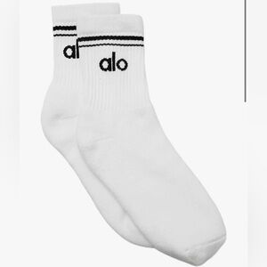 ALO Yoga White Athletic Socks with Black Accents